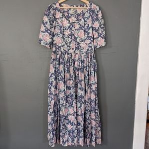 Vintage Laura Ashley floral midi dress
